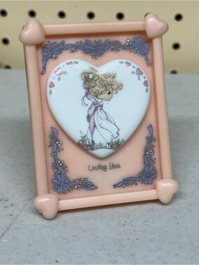 Precious Moments Peach Frame with Purple Floral Accents